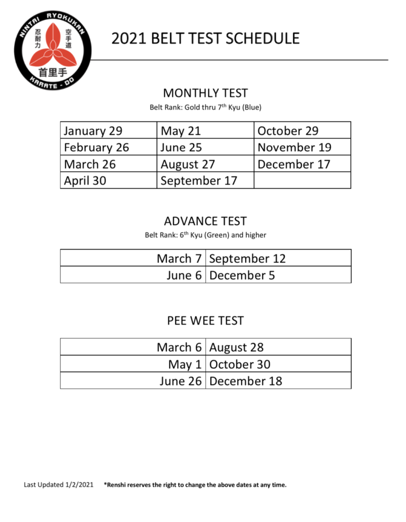 BELT TESTING NRK Karate